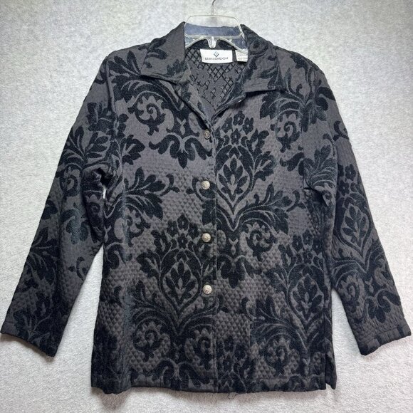 VTG Erin London Jacket Blazer M Black Baroque Brocade Tapestry Damask Velvet - Picture 1 of 6